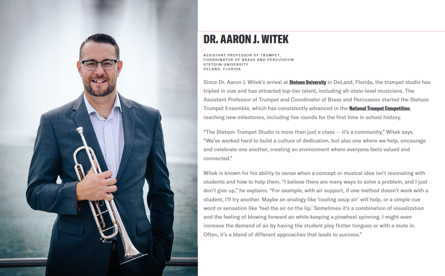 Dr. Aaron J. Witek selected as one of Yamaha’s 2025 “40 under 40” Music Education Excellence Honoree